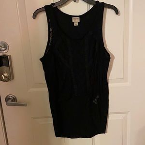 Black Half See Through Tank Top